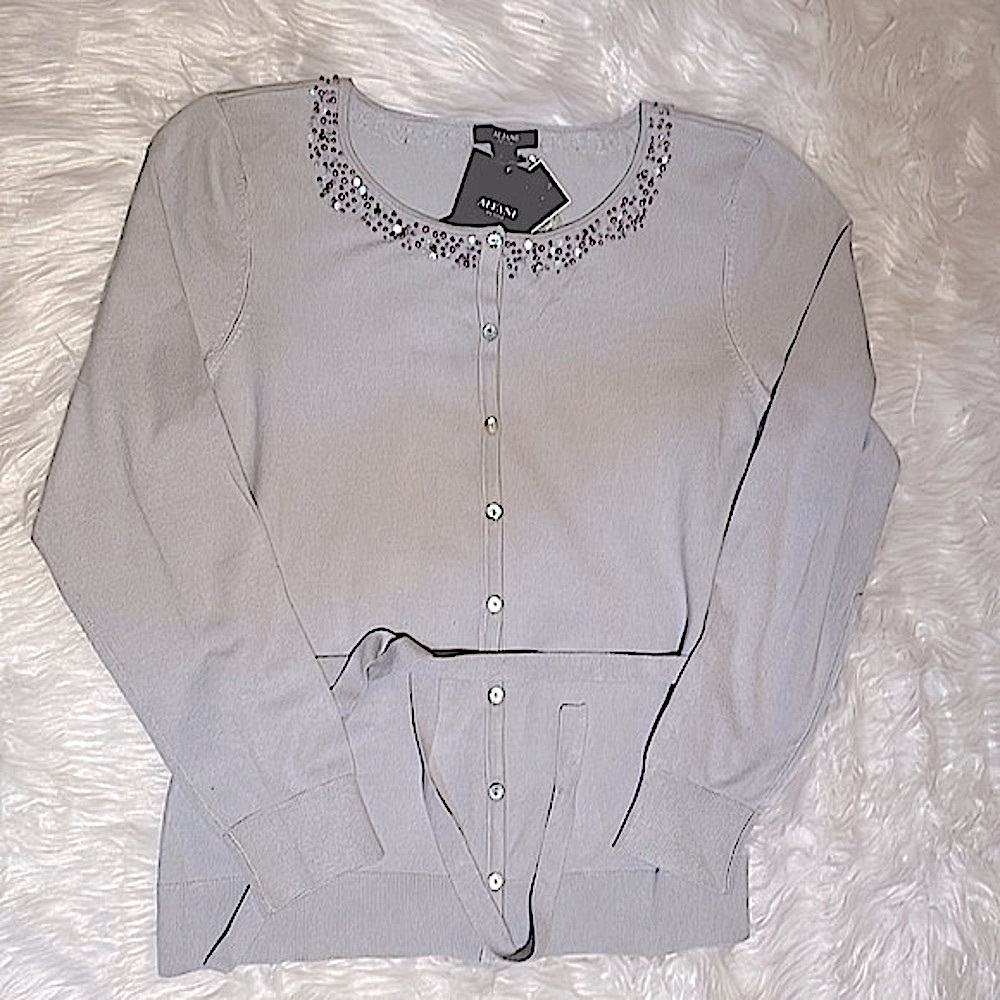 ALFANI Beaded Sweater with Belt